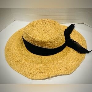 Scala Raffa Sun Hat with Black Ribbon